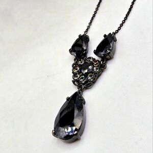 "5/$25" Black Art Nouveau Rhinestone Adjustable Y Necklace